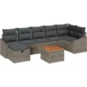 vidaXL Gartensofa-set 8 stk. Grau Poly-Rattan