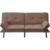 HTI Schlafsofa Kato Braun, 178x77x77 cm, platzsparend, mit dekorativen Doppelnähten