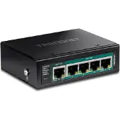 Trendnet TI-B541 - Switch - industriell, mit PoE Pass-Through - 1 x 10/100/1000 (PoE++ Eingang) + 4 x 10/100/1000 (PoE+) - an DIN-Schiene montierbar, wandmontierbar - PoE+ (65 W)