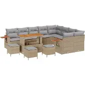 vidaXL Gartensofa-set 14 stk. 10-Sitzanzahl Beige und Hellgrau