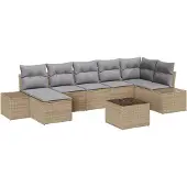 vidaXL Garten-Sofa-Set 7 stk. Beige Poly-Rattan