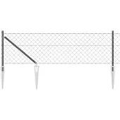vidaXL Maschendrahtzaun mit Stacheln 25 x 0,6 m Grau Netz