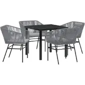 vidaXL Garten Essgruppe 5 pcs Grau Pulverbeschichteter Stahl