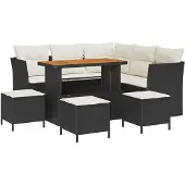 vidaXL Gartensofa-set 8 pcs Schwarz Poly-Rattan