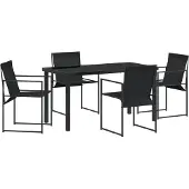 vidaXL Garten Essgruppe 5 Stk. Schwarz Textilene und Stahl