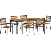 vidaXL Garten Essgruppe 7 Stk. Schwarz und Braun Poly-Rattan