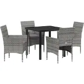 vidaXL Garten Essgruppe mit Kissen 5 pcs Grau Poly-Rattan
