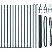 vidaXL Sechseckzaun mit Betonsockel 25 x 1,6 m PVC-beschichteter Stahl