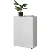 Wohnling Kommode mit 2 Türen 71x104x35cm Mehrzweckschrank Holz Weiß Flurschrank hell modern Schrank klein Anrichte Sideboard matt Kommodenschrank