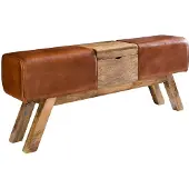 Wohnling Sitzbank 120 cm echtes Leder braun Mango massiv - RANIS