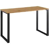 Wohnling Schreibtisch Eiche-Nachbildung / Schwarz 120x60x76 cm Computertisch Homeoffice Bürotisch Klein Hell Laptoptisch Arbeitszimmer mit Metallbeine