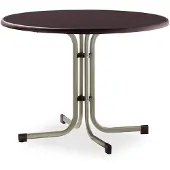 Sieger Tisch 236/C-M 100 cm champagner Gestell aus Stahl in champagner, Tischplatte aus Mecalit-Pro in mocca