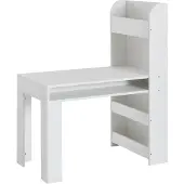 Wohnling Kinderschreibtisch Weiß 90x50x110 cm Maltisch Kinderzimmer mit Regal Kindertisch Modern Schülerschreibtisch mit Stauraum Schultisch Schmal