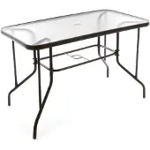 VCM Bistrotisch mit Glasplatte | Maße 110x60x72 cm | Glastisch | Gartentisch | Terrassentisch | Tisch