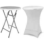 VCM Klapptisch | Partytisch mit Husse | Tisch rund | Gartentisch klappbar | Bartisch 110 cm rund