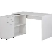 Wohnling Eckschreibtisch mit Regal Weiß 120 x 75,5 x 106,5 cm Moderner Büro-Schreibtisch Computer-Tisch Arbeitszimmer Winkelschreibtisch Home Office