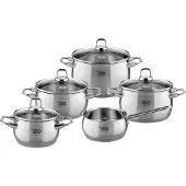 ELO Stahlwaren Kochtopf-Set 5-teilig - Edelstahl - mit Deckel