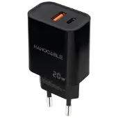 Nanocable Wall Charger 10.10.2008/ 1xUSB/ 1xUSB Type-C/ 20W/ Black