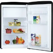 Amica KS 15614 S, Kühlschrank mit Gefrierfach im Retro Design, 85 cm Höhe, black,