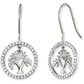 Engelsrufer Paar Ohrhaken "Lebensbaum", silber (silberfarben, kristallweiß, kristallweiß), Ohrringe, Damen, Silber 925 (Sterlingsilber), Paar Ohrhaken, Made in Germany - mit Zirkonia (synth.)
