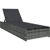 vidaXL Sonnenliege Grau 200,5 x 70 x 75 cm Poly-Rattan