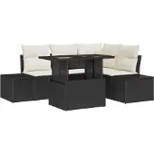 vidaXL Gartensofa-set 5 Stk. Schwarz Poly-Rattan