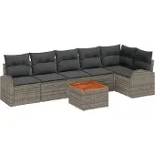 vidaXL Gartensofa-set 7 Stk. Grau Poly-Rattan