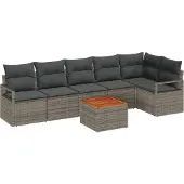 vidaXL Gartensofa-set 7 stk. Grau Poly-Rattan