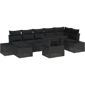 vidaXL Gartensofa-set 8 Stk. Schwarz Poly-Rattan