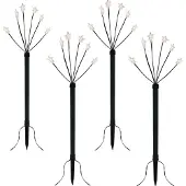 Mojawo 4er Set LED-Gartenleuchtstäbe mit 24 Sternen Batteriebetrieben
