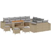 vidaXL Gartensofa-set 13 stk. Beige und Hellgrau Poly-Rattan