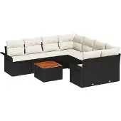 vidaXL Gartensofa-set 9 stk. 8-Sitzanzahl Schwarz und Creme