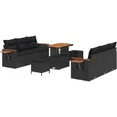 vidaXL Gartensofa-set 11 stk. 8-Sitzanzahl Schwarz Poly-Rattan