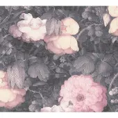 Living Walls Blumen Tapete Gemalt Vintage Blumentapete in Rosa Grau für Esszimmer und Schlafzimmer Romantische Vliestapete mit Rosen Im Gemälde Stil