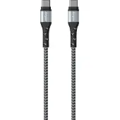 Energizer , USB-C / USB-C Kabel 2 m geflochtenes Nylon knickfest, Schwarz / Silber