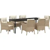vidaXL Garten Essgruppe 7 Stk. Beige Poly-Rattan