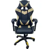 HTI Gamingstuhl Krit Schwarz Kunstleder, ergonomisch, Lordosenstütze mit Massagefunktion, Kippfunktion, 110 kg