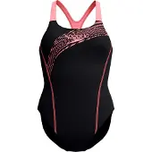 Speedo Badeanzug Eco Medley Logo Medalist 1P Damen Black / Pink-Maat 44