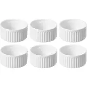 Hendi 6x Auflaufförmchen geriffelt, weiß, Porzellan Ø 12 cm