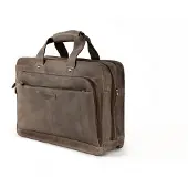Harold's Leder Businesstasche Umhängetasche mit Laptopfach Antic Notebook Businessbag Taupe braun