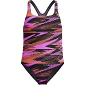 Speedo Badeanzug Hyper Bloom Allover Medalist Sport Kinder Rosa/Korallenrot/Schwarz-13-14 jaar