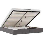 vidaXL Ottoman-Bett ohne Matratze Grau 160x200 cm Kunstleder