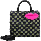 Buffalo Handtasche Umhängetasche Fancy Squares Big Boxy Collection Shopper Yellow gelb dunkelblau