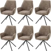 Mendler 6er-Set Esszimmerstuhl MCW-G67, Küchenstuhl Stuhl mit Armlehne, drehbar Auto-Position, Chenille MVG braun