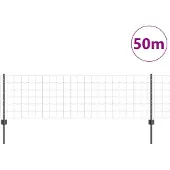 vidaXL Euro-Zaun mit Pfosten 50 x 0,6 m PVC-beschichteter Stahl Grau