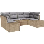vidaXL Gartensofa-set 6 stk. 6-Sitzanzahl Beige und Hellgrau