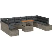 vidaXL Garten-Sofa-Set 11 stk. Grau Poly Rattan