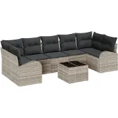 vidaXL Gartensofa-set Hellgrau 55 x 55 x 37 cm Poly-Rattan