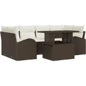 vidaXL Gartensofa-set 7 Stk. Braun Poly Rattan