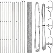 vidaXL Bodenmontierter Sechseckzaun 25 x 1,5 m Verzinkter Stahl Silber